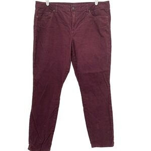 Tommy Hilfiger Women's Corduroy Pants Size 18 Skinny Mid Rise Burgundy Stretch